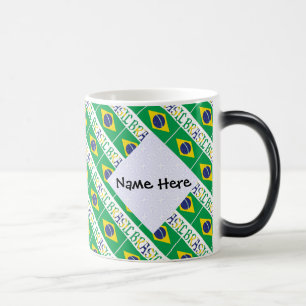 Taza Mágica Brasil Bandera Brasil Baldosas Nombre Personalizad