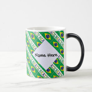 Taza Mágica Brasil y Bandera Brasileña Personalizada en mosaic