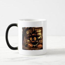 Taza Mágica Bruja de gato negro con cubo de calabaza