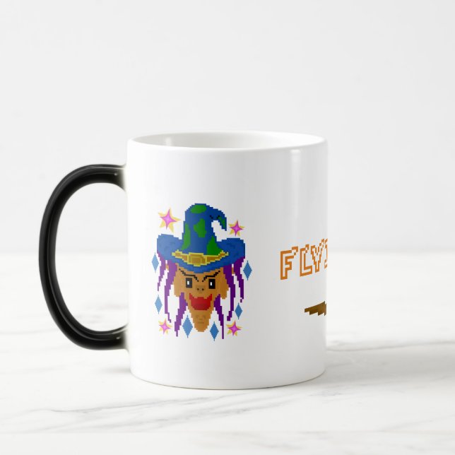 Taza Mágica Bruja de Halloween con baño - Arte Pixel (Izquierda)