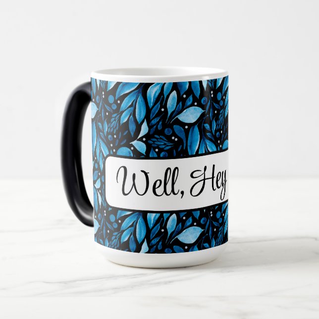 Taza Mágica "Bueno, ahí" Botánica personalizada Black&Blue (Anverso izquierdo)