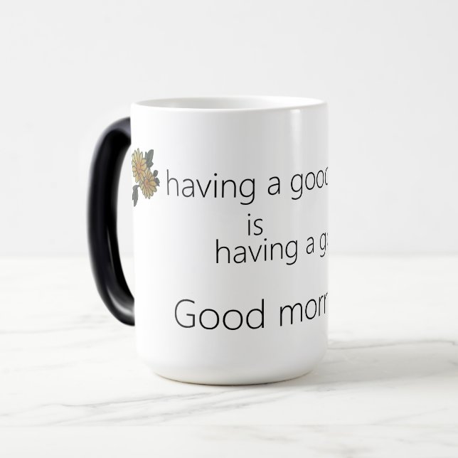 Taza Mágica ¡Buenos días! Mug de dos tonos, 15 oz (Anverso izquierdo)