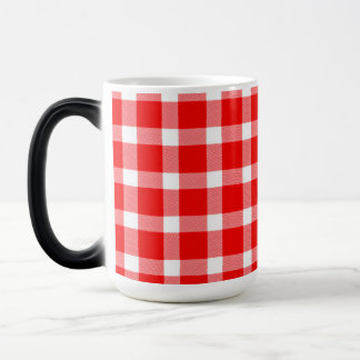 Taza Mágica Búfalo Rojo Blanco Cuadros Fiesta Picnic Clásico