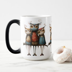 Taza Mágica Búhos caprichosos vintage: amigos del bosque retro