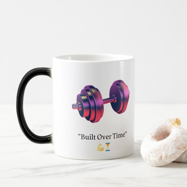 Taza Mágica Built Over Time Motivational Dumbbell Coffee Mug – (Con donut)