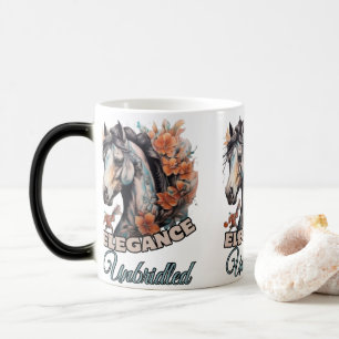 Taza Mágica Caballo adorado por la flor naranja: Obras de arte
