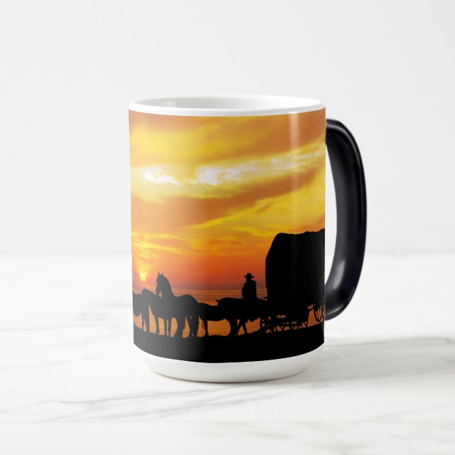 Taza Mágica Caballos de ganado vacuno Cowboy Silhouette Mug (Anverso derecho)