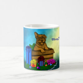 Taza Mágica Cachorro en una caja , Feliz Navidad