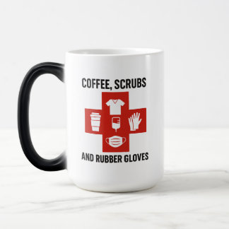 Taza Mágica Café, crubos y guantes de goma