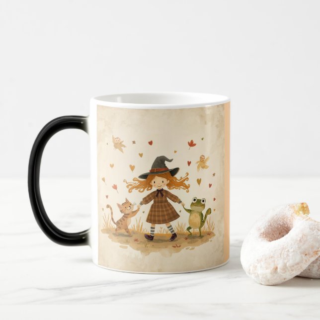 Taza Mágica Café de bruja acogedor Mug Kind_Ones Arte capricho (Con donut)