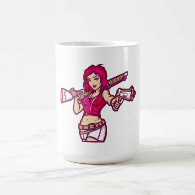 Taza Mágica Café de Héroe de Acción Rosa (Centro)