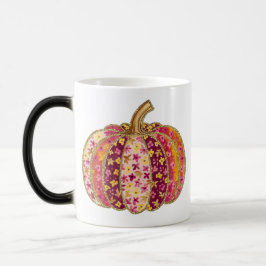 Taza Mágica Calabaza dorada y tazón de café con flores