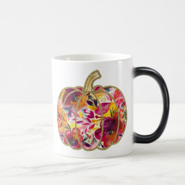 Taza Mágica Calabaza dorada y tazón de café con flores