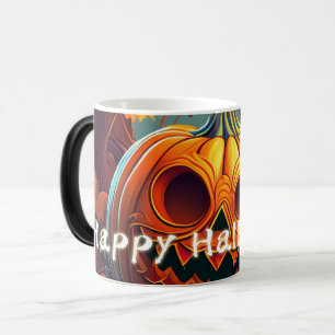Taza Mágica Calabaza naranja espeluznante con cara, Halloween