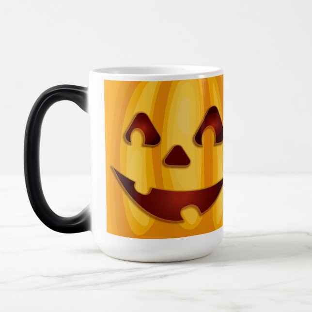 Taza Mágica Calabaza tallada sonriendo diseño de Halloween (Izquierda)
