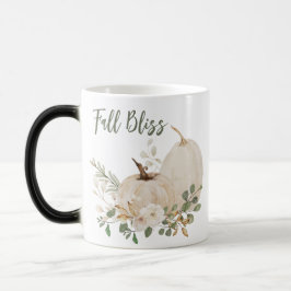 Taza Mágica Calabaza y Rosas de Acuarela Dorada Crema Otoño Fe