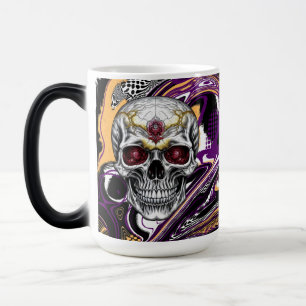 Taza Mágica Calavera de azúcar púrpura y negra de Halloween 