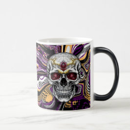 Taza Mágica Calavera de azúcar púrpura y negra de Halloween 