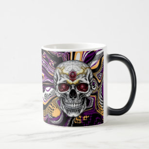Taza Mágica Calavera de azúcar púrpura y negra de Halloween 