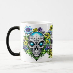 Taza Mágica Calaveras y flores extraterrestre para extranjeros