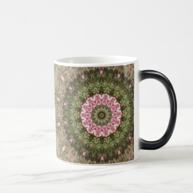 Taza Mágica Caleidoscopio étnico floral de Boho, Brown verde (Derecha)