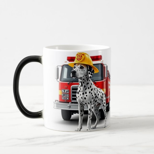 Taza Mágica Camión Dalmático de bomberos Mug 15oz (Izquierda)