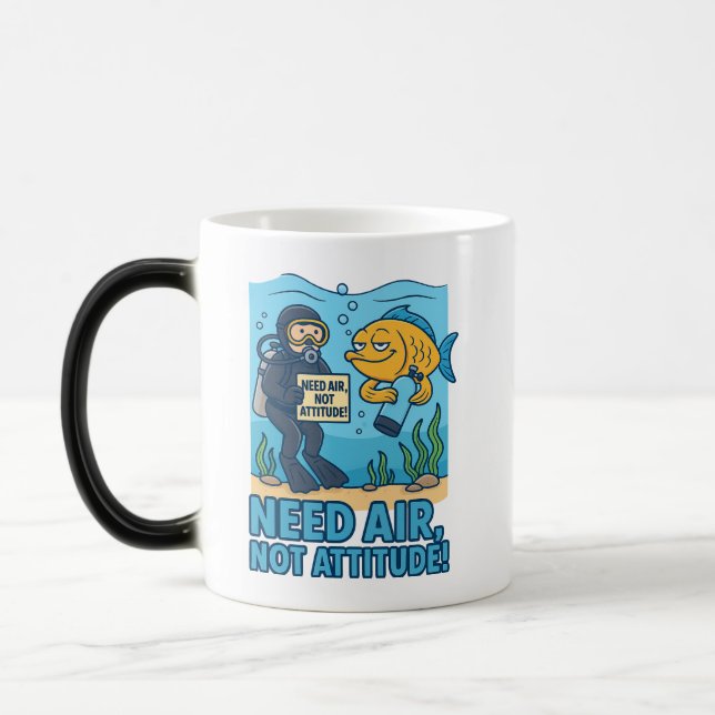 Taza Mágica Camiseta divertida del buzo Scuba - Pensamientos p (Izquierda)