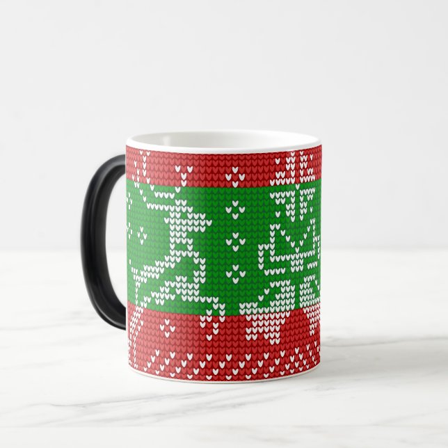 Taza Mágica Campanas de jingle de suéter feo Navidad renos cro (Anverso izquierdo)
