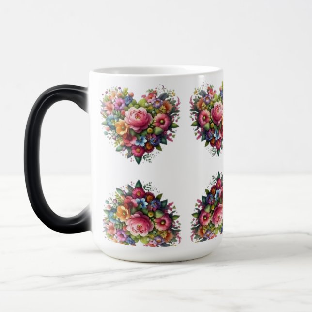 TAZA MÁGICA CANECA TRANSMUTAÇÃO - CORAÇÃO FLORES (Izquierda)