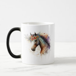 Taza Mágica Cara de caballo con flores