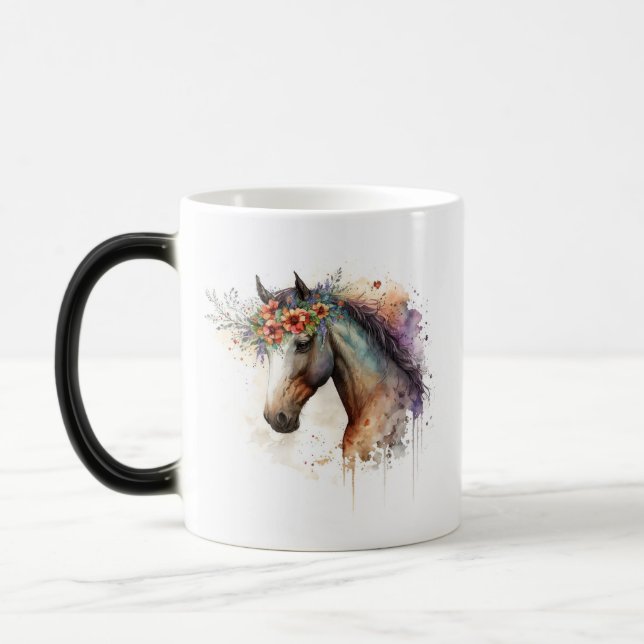Taza Mágica Cara de caballo con flores (Izquierda)