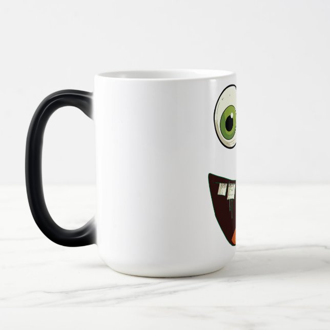 Taza Mágica Cara divertida con ojos verdes y Google sorprendid (Izquierda)