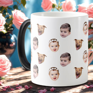 Taza Mágica Cara personalizado, regalo familiar único 3 fotos 