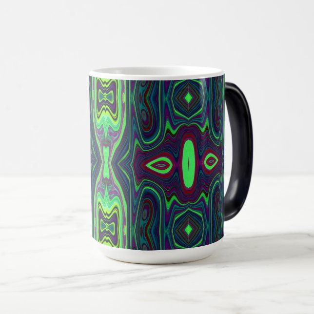 Taza Mágica Carácter abstracto retro, patrón rojo y azul (Anverso derecho)