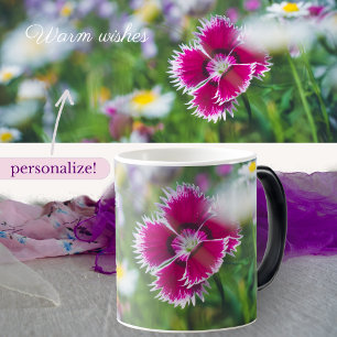 Taza Mágica Carnación rosa con margaritas
