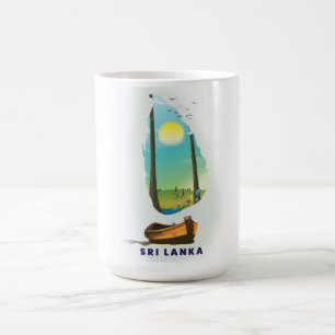 Taza Mágica Cartel de turismo de mapa ilustrado de Sri Lanka.
