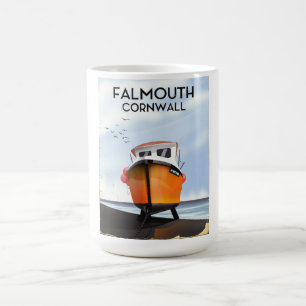 Taza Mágica Cartel de viaje de barco pesquero de Falmouth Corn