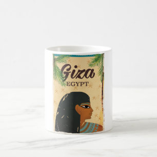 Taza Mágica Cartel de viaje de estilo vintage de Giza, Egipto