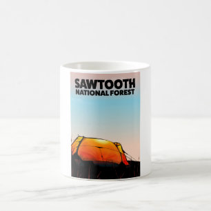 Taza Mágica Cartel de viaje del Bosque Nacional Sawtooth