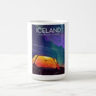 Taza Mágica Cartel de viaje vintage de Islandia 'bajo las estr