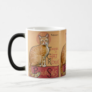 Taza Mágica    Cartel Francés Antiguo Estilo Gato Naranja     