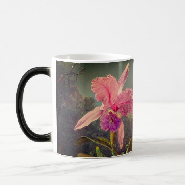 Taza Mágica Cattleya Orchid y tres Hummingbirds Heade (Izquierda)