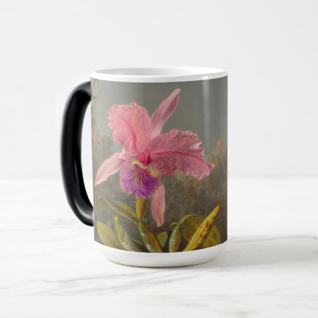 Taza Mágica Cattleya Orchid y tres Hummingbirds Heade (Anverso izquierdo)