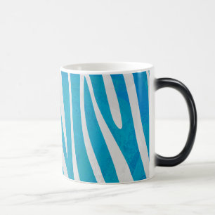 Taza Mágica Cebra Azul y Estampado Blanco