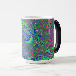 Taza Mágica Chartreuse y Azul Retro Líquido Tornasolado Trippy