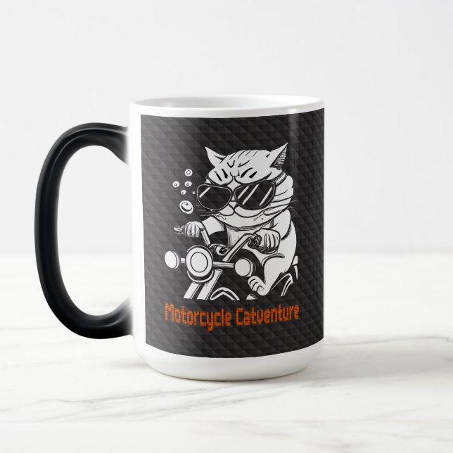 Taza Mágica Chat motard - Motorcycle Catventure (Izquierda)