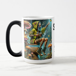 Taza Mágica chica de cyberpunk sobre hongos