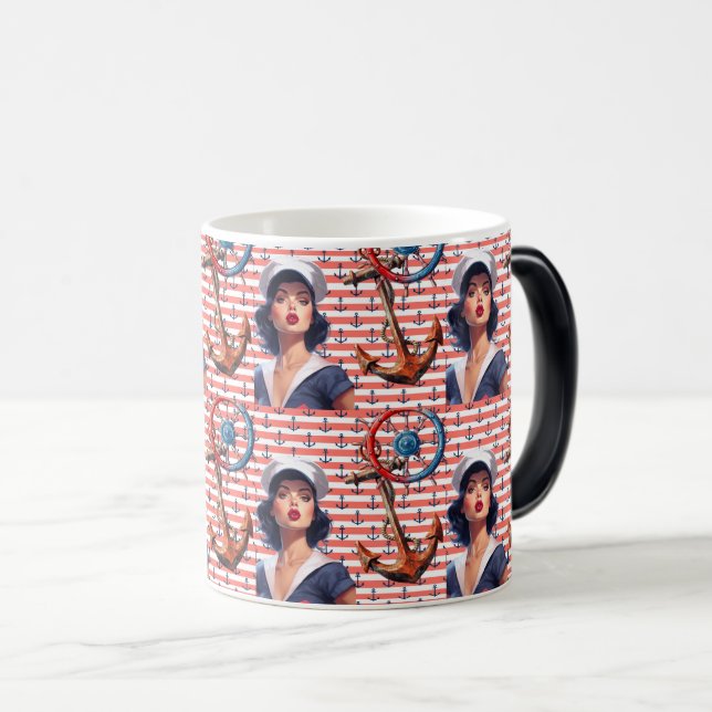 Taza Mágica Chica de marinero clásico con pinza - Diseño audaz (Anverso derecho)