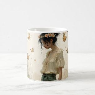 Taza Mágica Chica Etérea con Mariposas en la Naturaleza