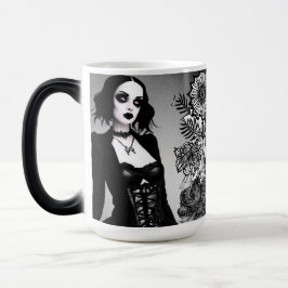 Taza Mágica Chica gótico negro y blanco